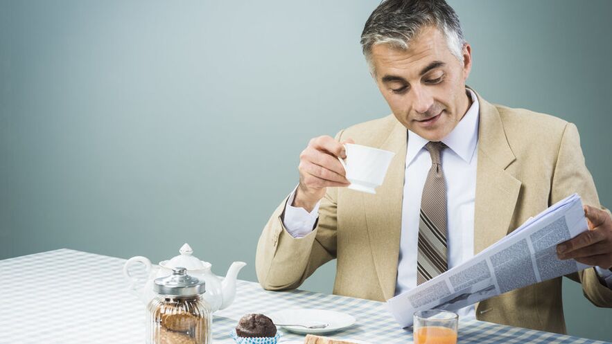a man drinks tea to improve potency