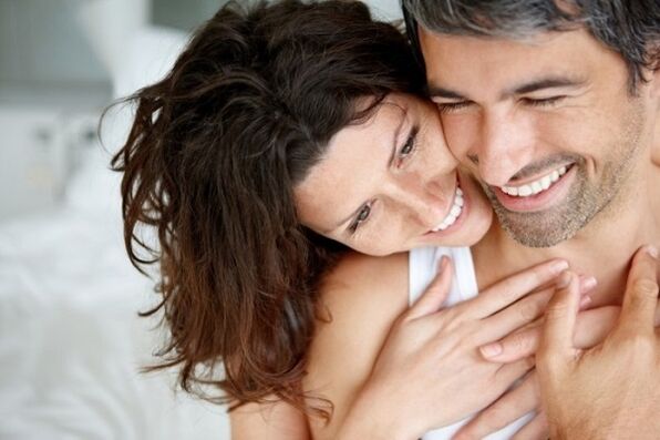 Happy woman and man with greater power.